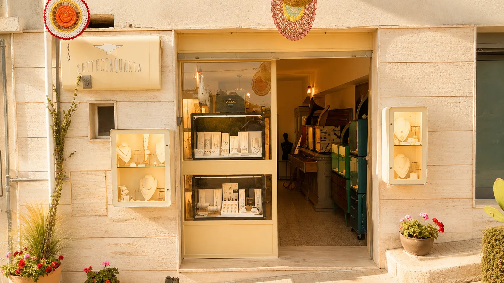 Eingang zum Settecinquanta-Geschäft in Alberobello