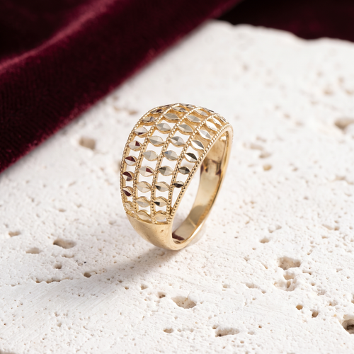 Anello Foglie di Luce in oro 18 carati su pietra bianca con velluto borgogna