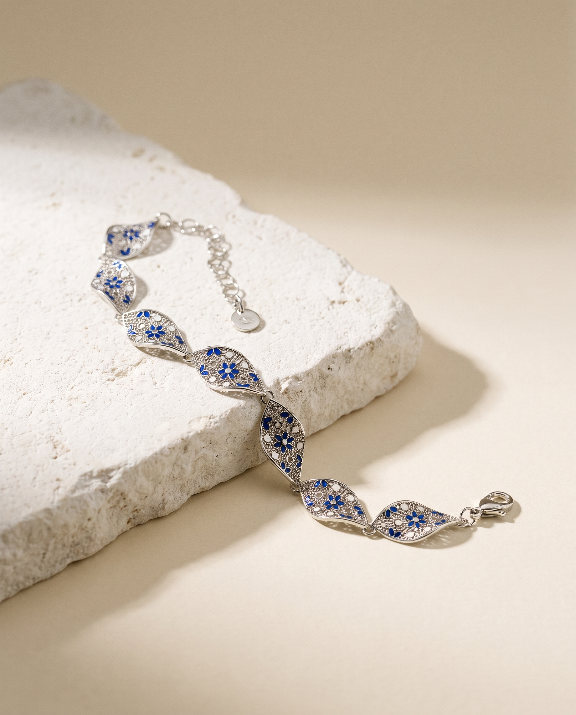 Bracciale Cattedrale Maglie — Argento Blu