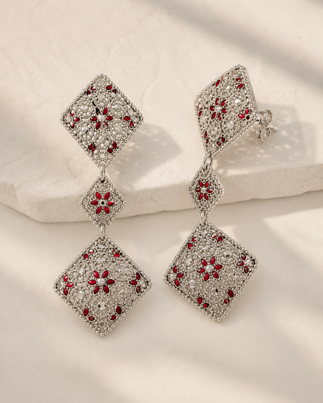 Orecchini Shield Argento Rosso