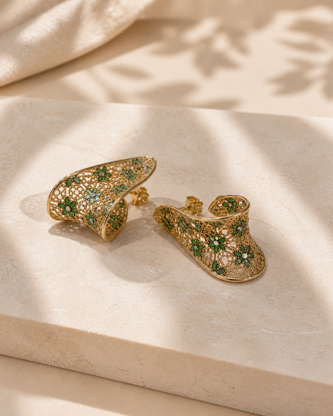 Orecchini Wave oro verde — Cattedrale Rosoni
