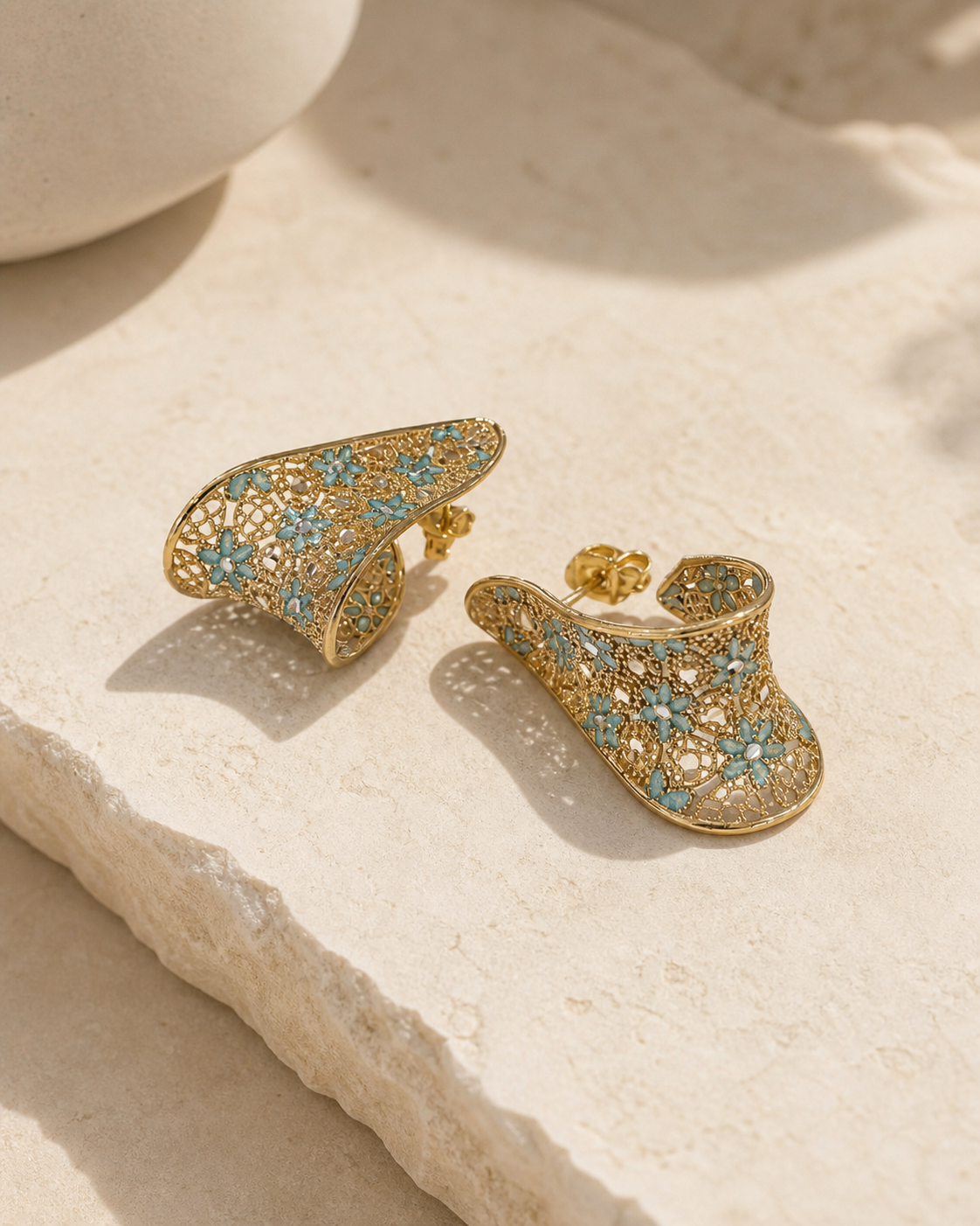 Orecchini Wave oro acqua — Cattedrale Rosoni
